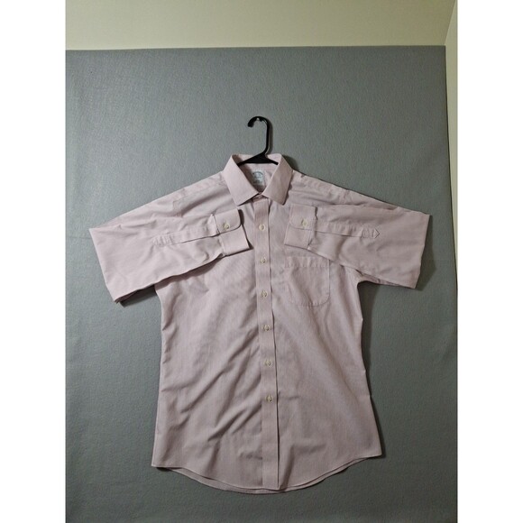 Brooks Brothers Dress Shirt Men 15.5 33 Button Up Pink Stripes Business Slim Fit - Picture 2 of 7